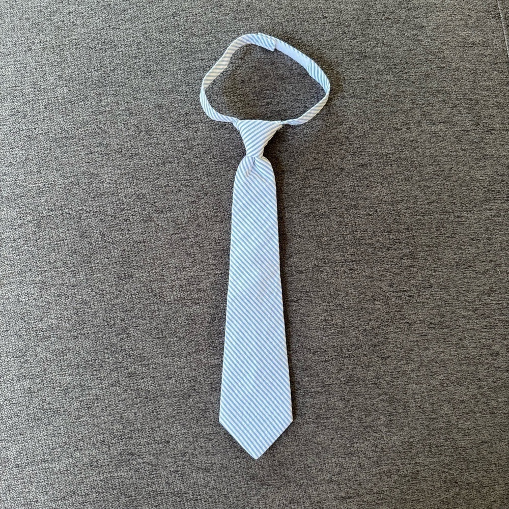 Janie and Jack Seersucker Necktie Striped Blue White Tie NWT